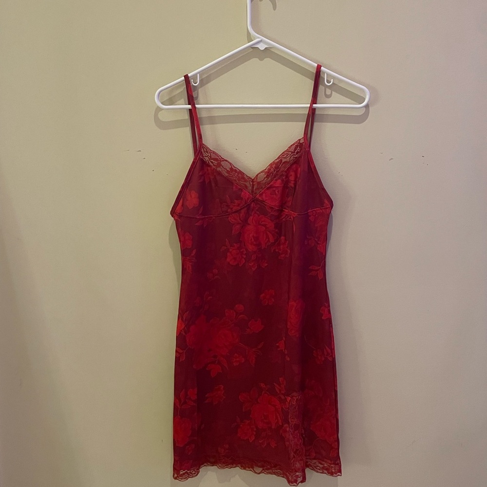 red rose lace mini dress